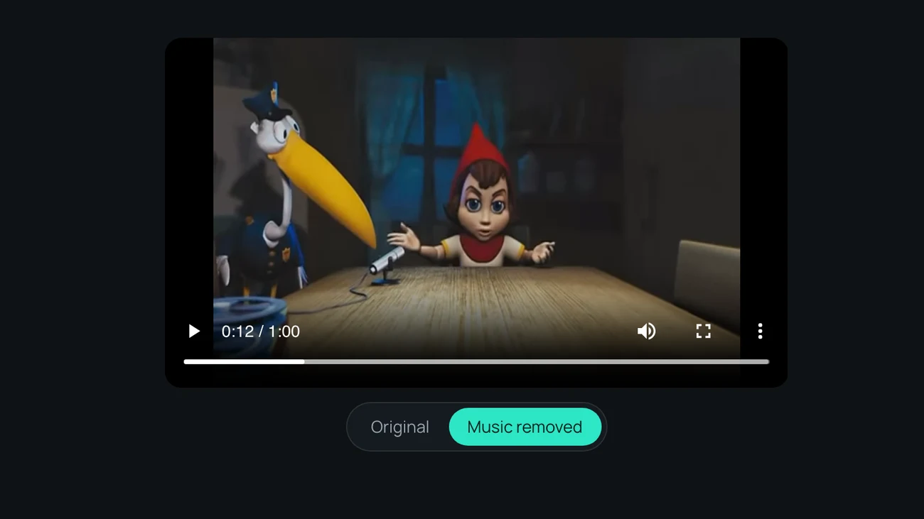 The Original and Music removed switch under the finished video